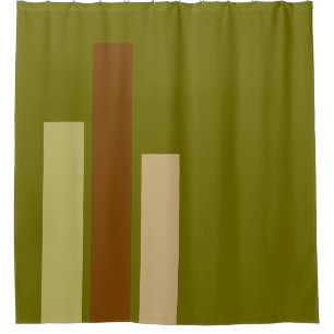 ALLEEN KLEURSTRIPEN - groene bruine mix + uw rug. Douchegordijn