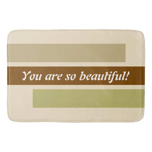 ALLEEN KLEURSTRIPEN - Khaki brown beige Badmat (Voorkant)