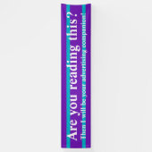 ALLEEN KLEURSTRIPEN - paars + uw rug. Spandoek (Verticaal)