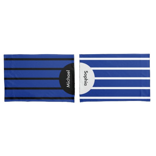 ALLEEN KLEURSTRIPES - blauw + uw rug. Kussensloop (Voorkant-Set)