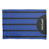 ALLEEN KLEURSTRIPES - blauw + uw rug. Kussensloop (Voorkant-Links)