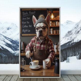 Alleen lattes, flanel en bulldog-vibes poster