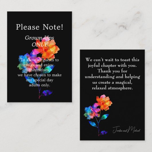 🌈 Alleen LGBTQ Volwassenen Bloemen & Trots  Informatiekaartje (Voorkant / Achterkant)