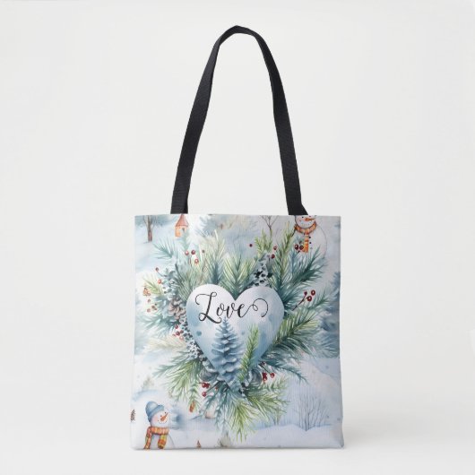 Alleen liefde doet er toe Kerstmis Waterverf Tote Bag (Voorkant)