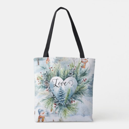 Alleen liefde doet er toe Kerstmis Waterverf Tote Bag (Achterkant)