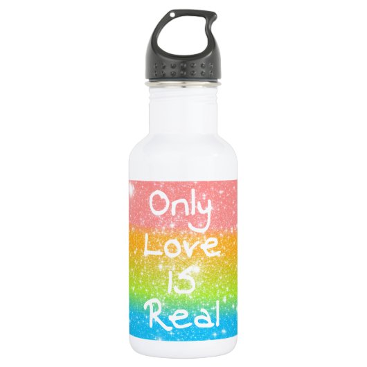Alleen liefde is echt waterfles (Voorkant)