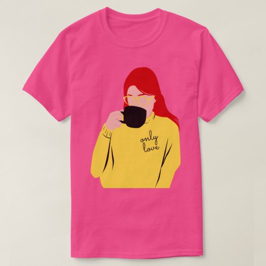 Alleen liefdesrood haarhaar Vrouw met een Mok T-shirt (Design voorkant)