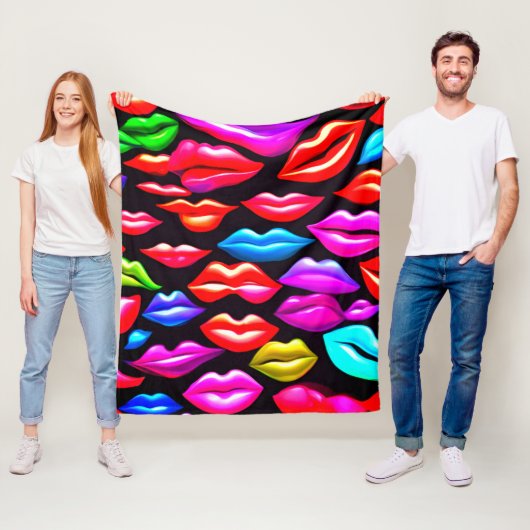 Alleen  lippen fleece deken (In situ)