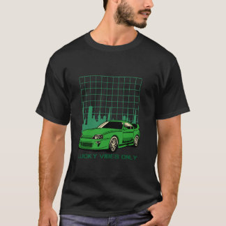 Alleen Lucky Vibes Groene Auto Stadsgezicht T-shirt