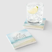 Alleen maar afbreken bij het strand stenen onderzetter (Zijkant)