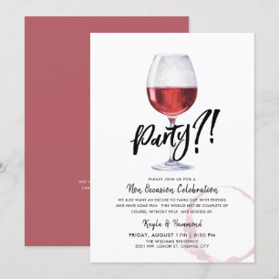 Alleen maar een feestje?   Grappig thema wijnglas Kaart