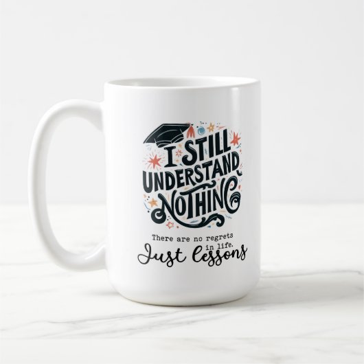 Alleen maar lessen koffiemok (Links)