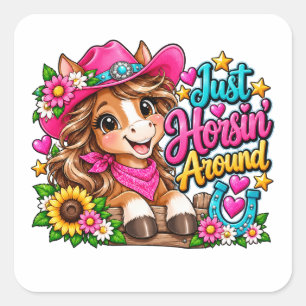 Alleen Maar Paardrijden Paard Ontwerp Vierkante Sticker