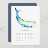 Alleen margeband kalenderblauwe walvis menu (Voorkant / Achterkant)