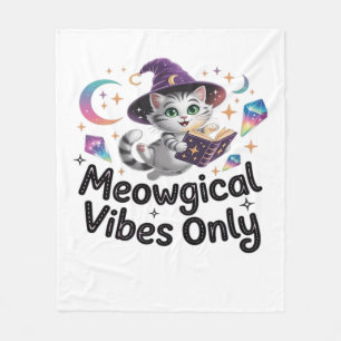 Alleen meiologische vibes, zwevende Kawaii-heksenk Fleece Deken