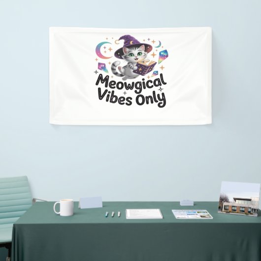 Alleen meiologische vibes, zwevende Kawaii-heksenk Spandoek (Beurs)