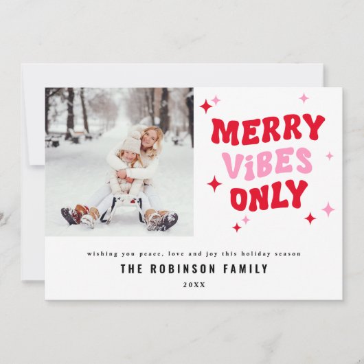 Alleen Merry Vibes | Moderne Retro Kerstfoto Feestdagenkaart (Voorkant)