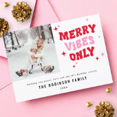 Alleen Merry Vibes | Moderne Retro Kerstfoto Feestdagenkaart