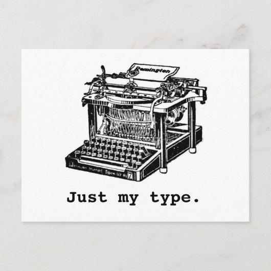 Alleen mijn type, typemachine briefkaart (Voorkant)