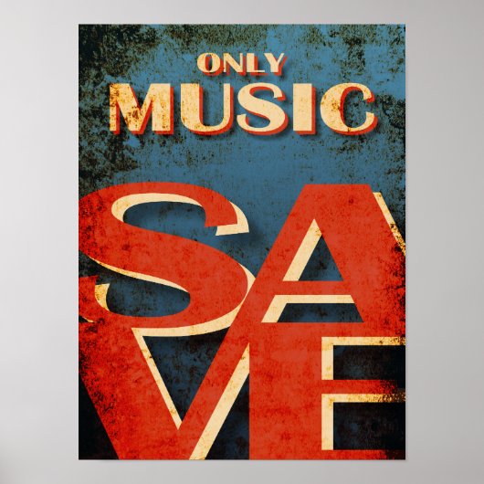 Alleen muziek Opslaan  typografie muziek Poster (Voorkant)