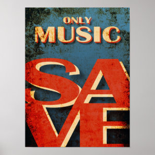 Alleen muziek redt Vintage typografie muziek Poster