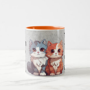 alleen naar mijn katten kijken kan me al gelukkig  tweekleurige koffiemok