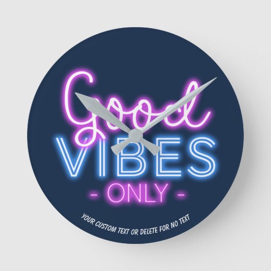 Alleen Neon Sign Fun Trendy Good Vibes Only Aangep Ronde Klok (Voorkant)