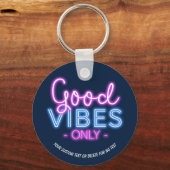 Alleen Neon Sign Fun Trendy Good Vibes Only Aangep Sleutelhanger (Voorkant)