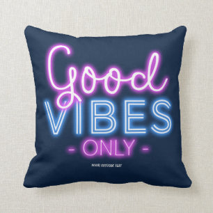 Alleen Neon Sign Typografie Good Vibes Custom Kussen