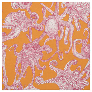 alleen octopussen viva magenta satsuma sinaasappel stof