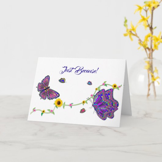 Alleen omdat grote vlinders en bloemen kaart (Gele Bloem)