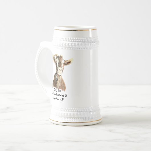 Alleen onze oude geiten maken het over de heuvel. bierpul (Voorkant links)