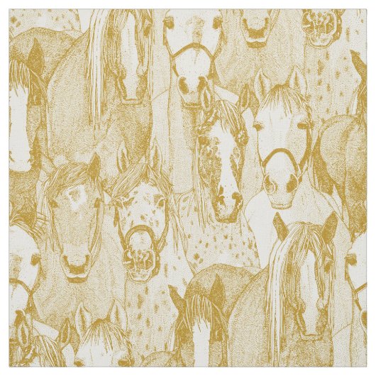 alleen paarden goud half parel stof (Swatch)