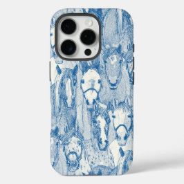 alleen paarden kobaltblauw half parel iPhone 16 pro hoesje