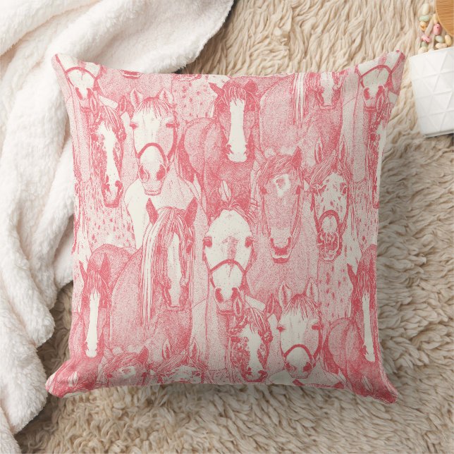 alleen paarden roze half parel kussen (Deken)