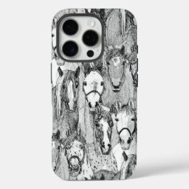 alleen paarden zwart wit iPhone 16 pro hoesje
