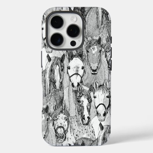 alleen paarden zwart wit Case-Mate iPhone case (Achterkant)