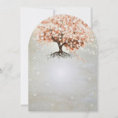 Alleen Peachy Coral Heart Leaf Tree Wedding Invite Kaart (Achterkant)