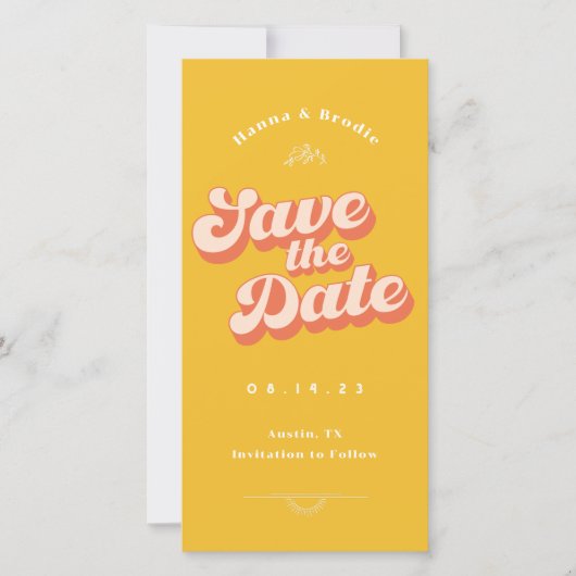 Alleen Peachy Non Photo Wedding Save the Date (Voorkant)