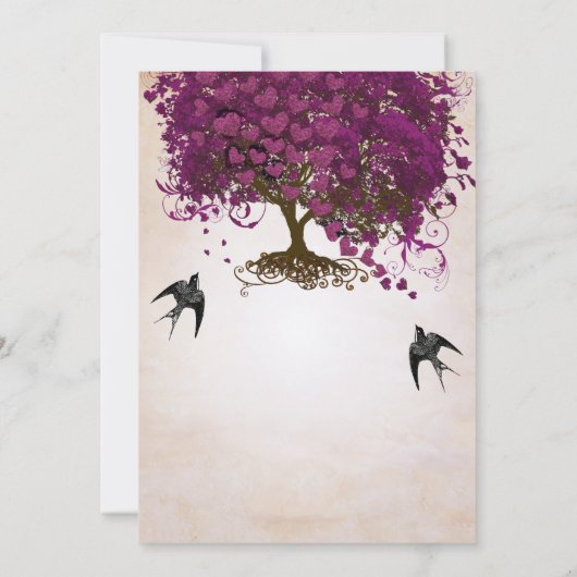 Alleen Peachy Sangria Heart Leaf Tree Weddenschap Kaart (Achterkant)