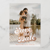 Alleen Peachy Wedding Save the Date Folie Uitnodiging (Voorkant)