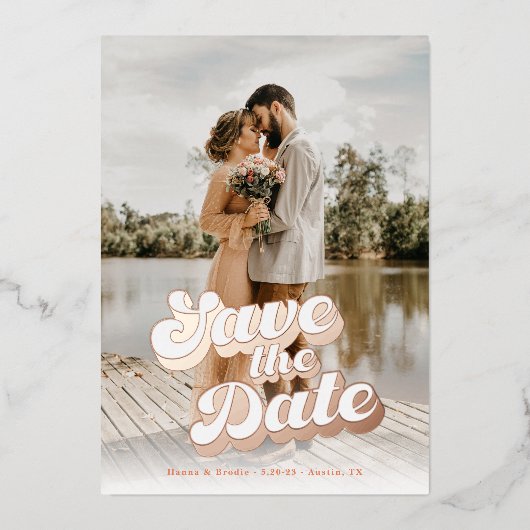 Alleen Peachy Wedding Save the Date Folie Uitnodiging (Voorkant)