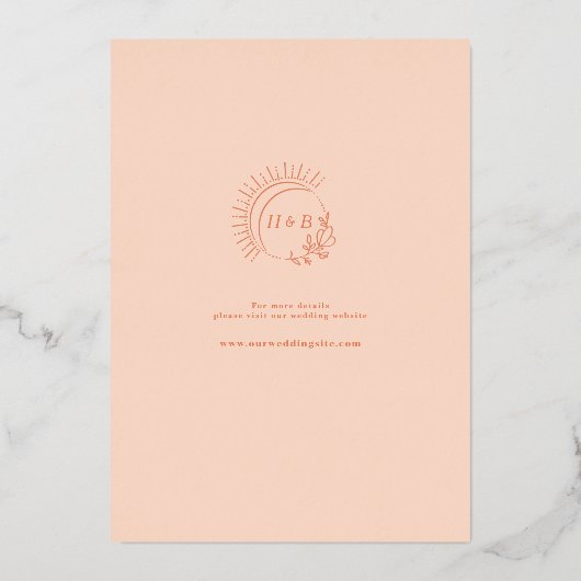 Alleen Peachy Wedding Save the Date Folie Uitnodiging (Achterkant)