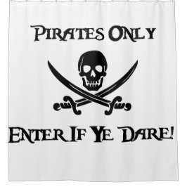 Alleen Piraten - Voer desgewenst in! - Jolly Roger Douchegordijn
