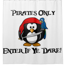 Alleen Piraten - Voer desgewenst in! - Penguin Pir Douchegordijn