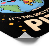 Alleen planeet met pizza red de aarde poster (Hoek)