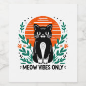alleen poezen vibes wijn etiket (Enkel label)
