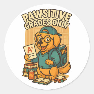 Alleen positieve cijfers - Terug naar school Hond Ronde Sticker