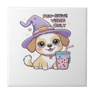 Alleen positieve honden trui met boba-drank Hal Tegeltje