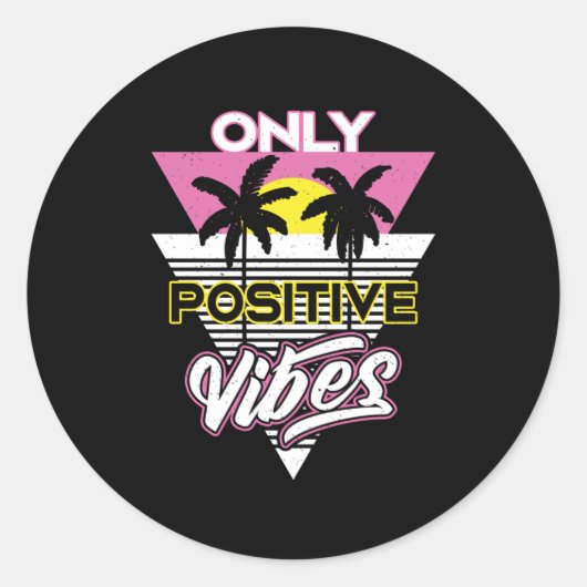 alleen positieve vibes retro slogan ronde sticker (Voorkant)